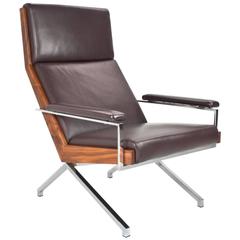 Brown Leather Lotus Easy Chair Dutch 1950s by Rob Parry Limited Production