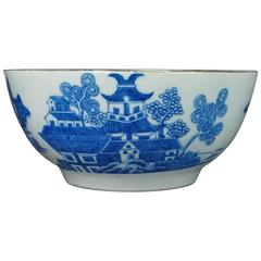 Antique 18th Century Blue and White Chinoiserie Porcelain Small Bowl, circa 1790