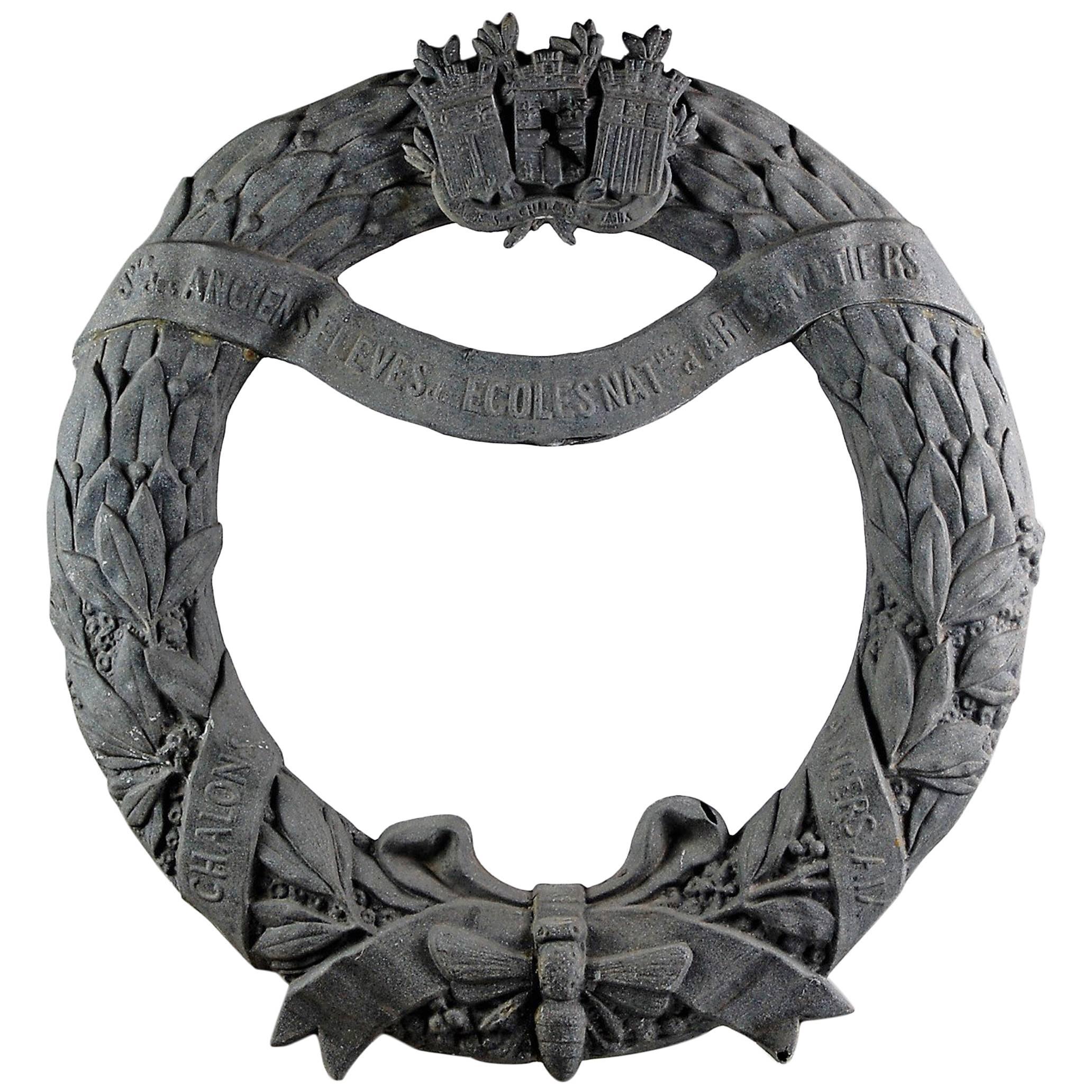 Early 20th Century Zinc Full Bodied Wreath Architectural College