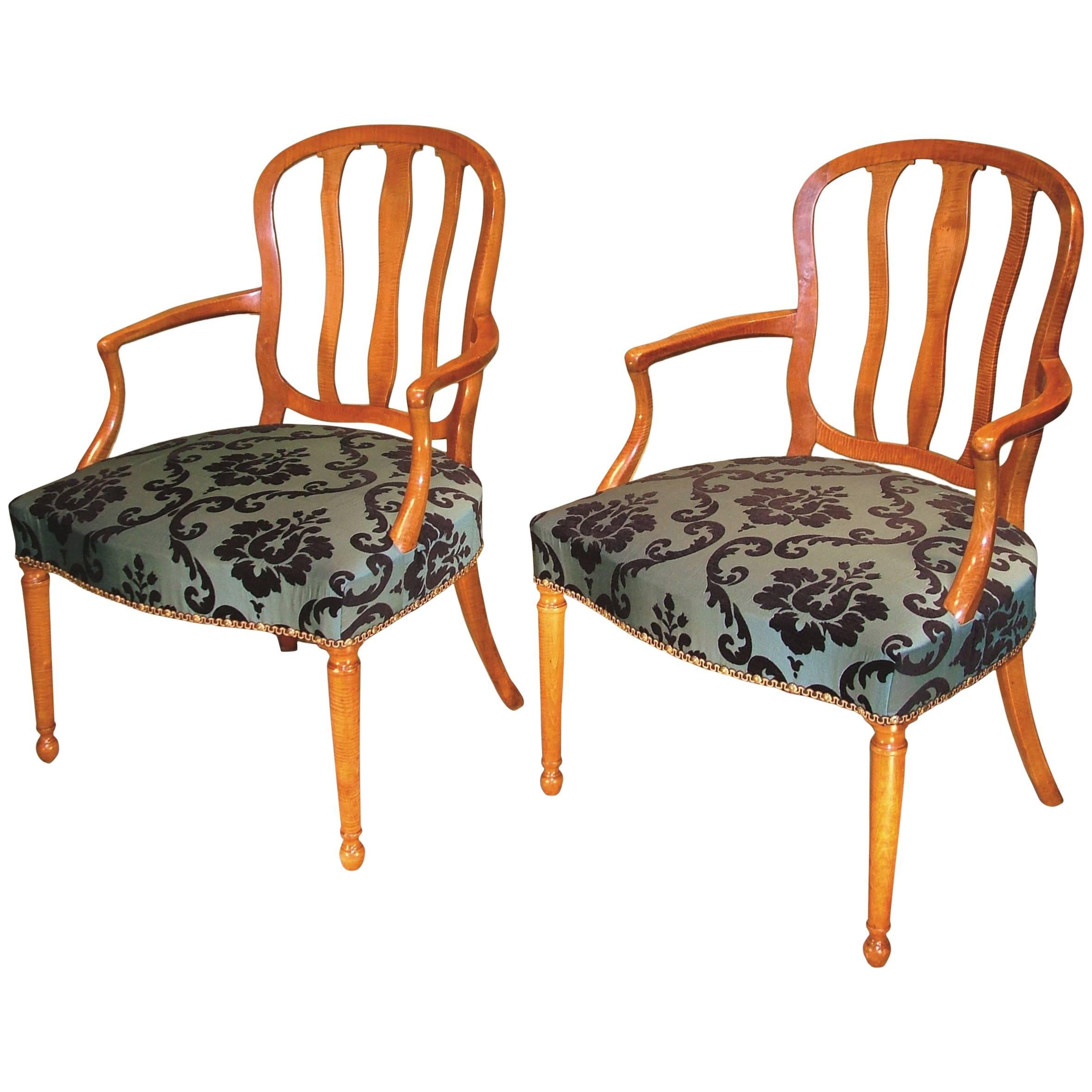 18th Century continental satinwood armchairs For Sale