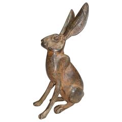 Vintage Big Eared Bunny Rabbit Solid Cast and Signed Perfect Indoor Outdoor