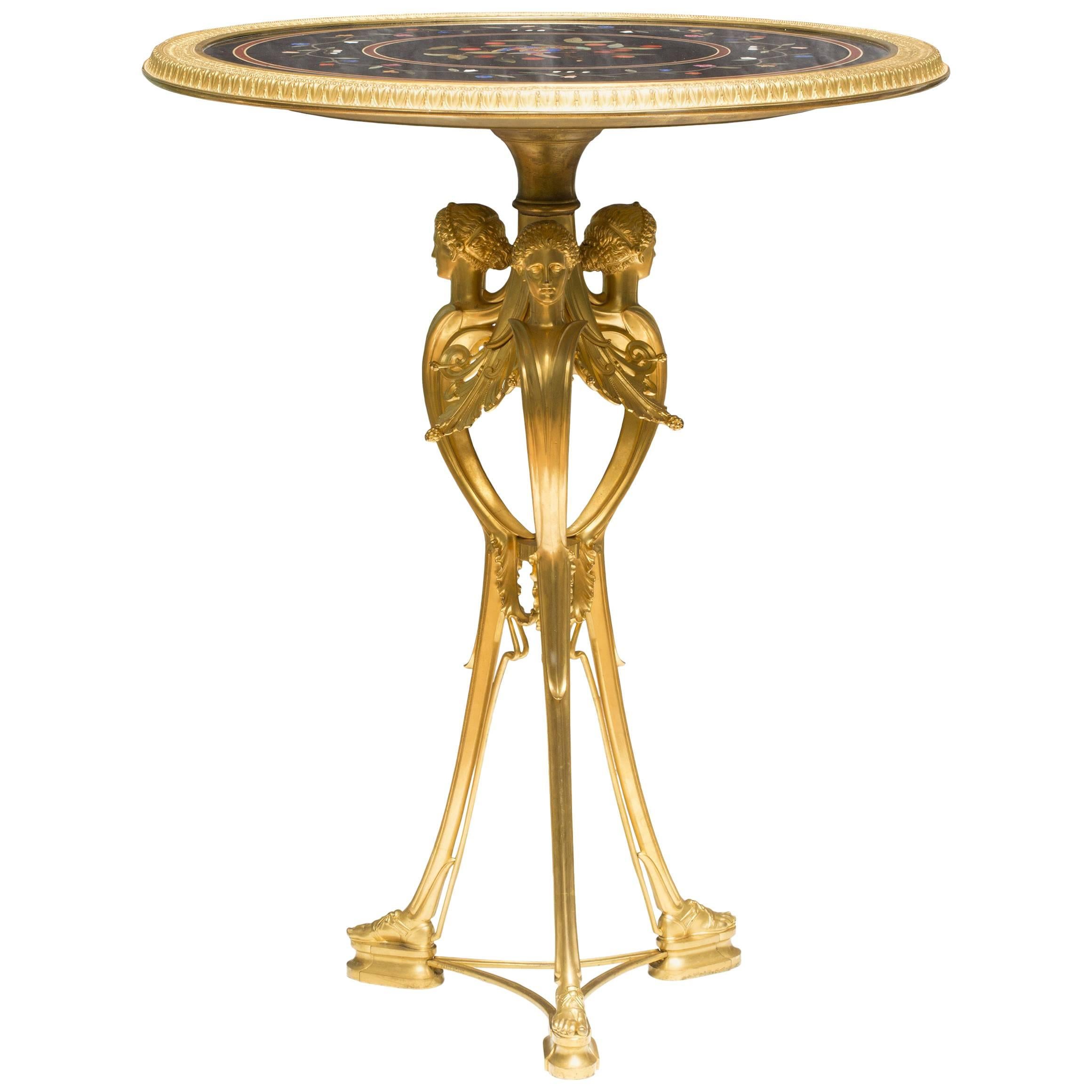 Exceptional Gilded Bronze Neo-Greek Centre Table Signed F. Barbedienne For Sale