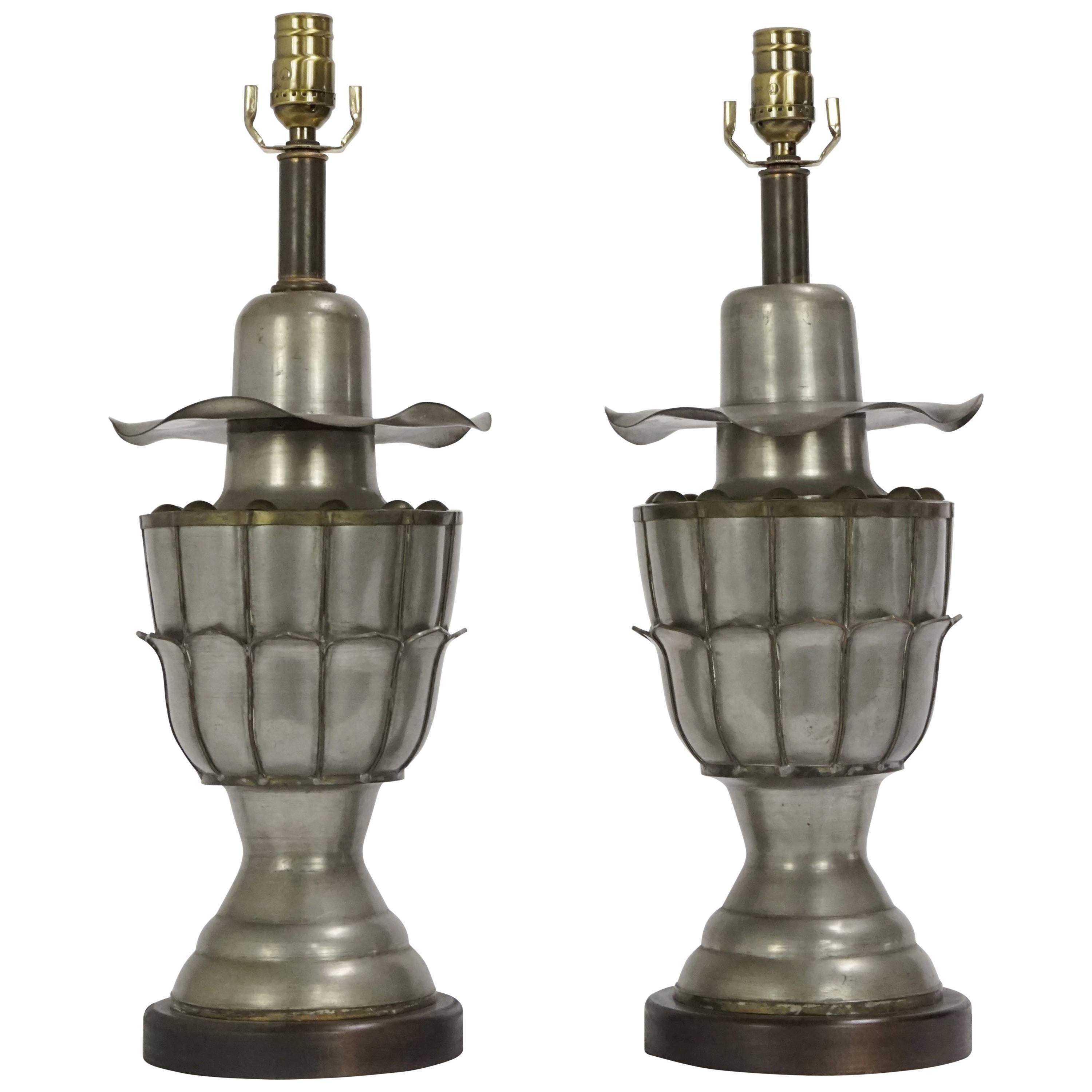 Pair of Metal Art Nouveau Table Lamps