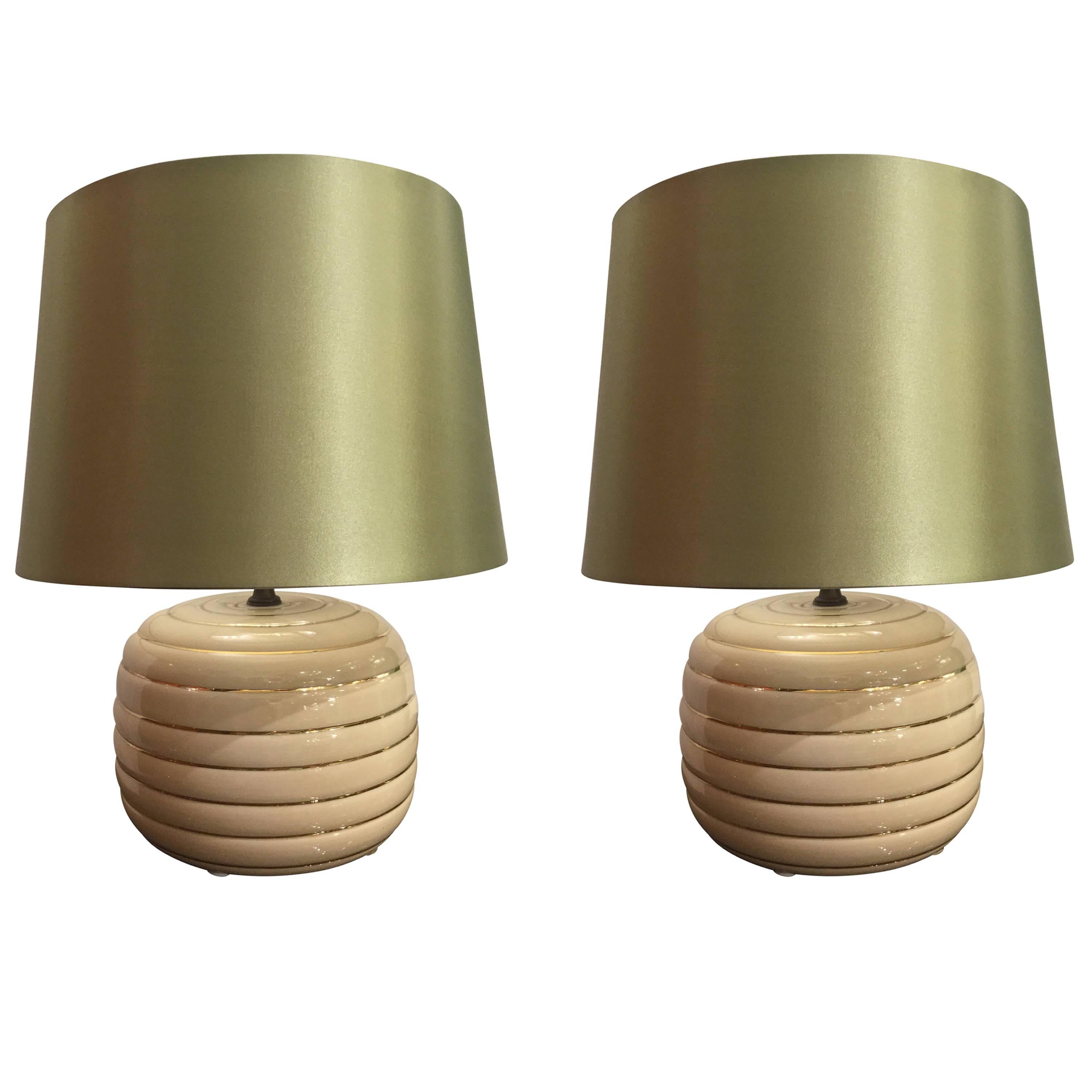 Pair of Italian Table Lamps in the Style of Tommaso Barbi, circa 1960