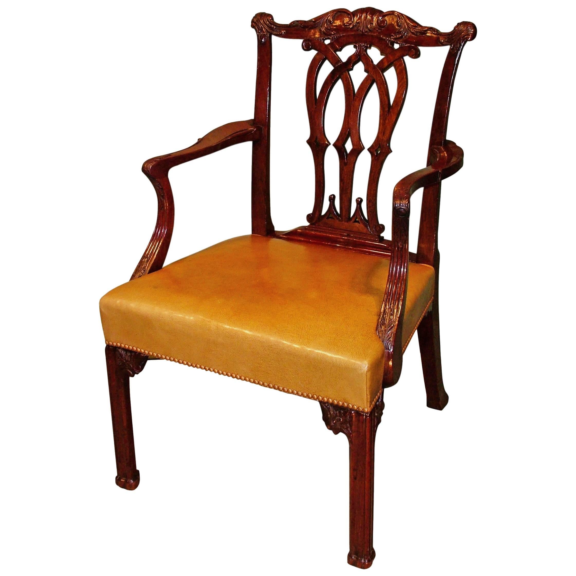 Antique Chippendale Period Mahogany Armchair
