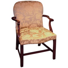 18th Century mahogany armchair upholstered in green fabric