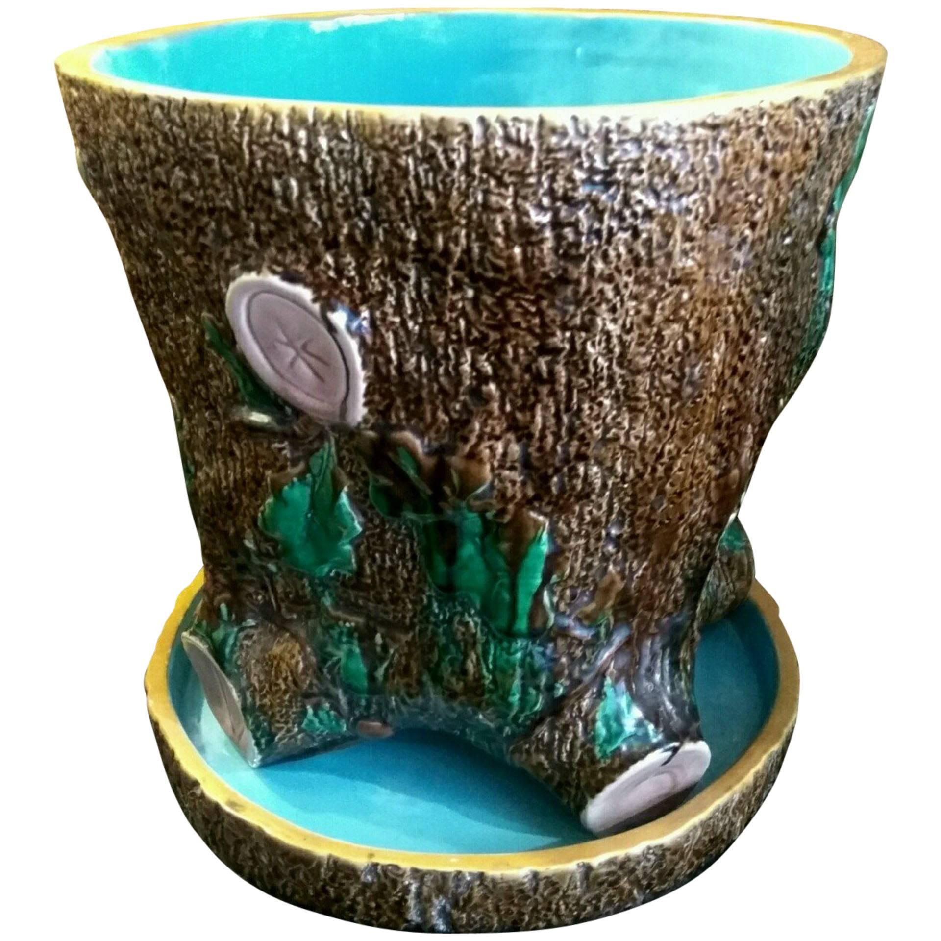 19th Century Tree Stump Planter from Minton Manufacture For Sale