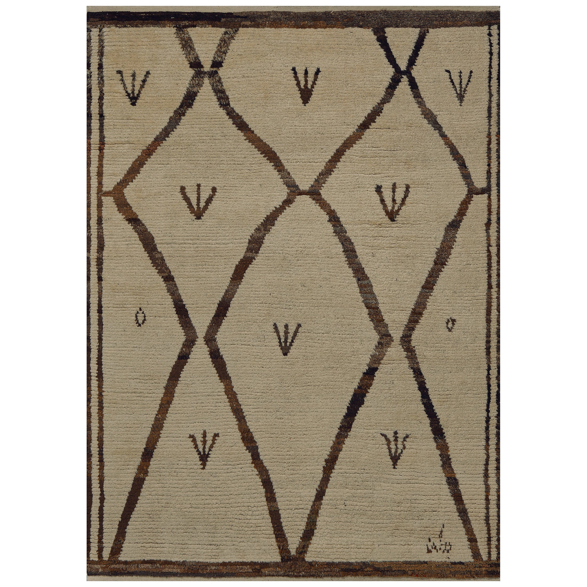 Alfombra Vintage Deco Marroquí de Lana Tejida a Mano