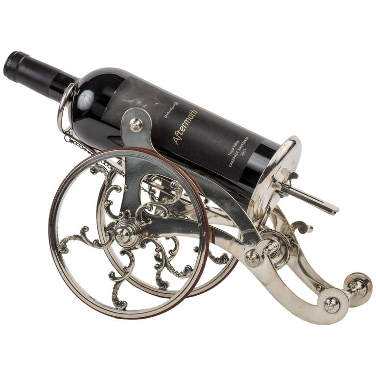 English Late 19th Century Functional Silver Plate Wine Bottle Holder