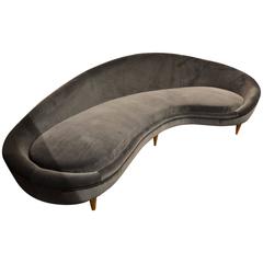 Huge Italian Grey Velvet Sofa in the Taste of Paolo Buffa 8