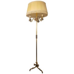 Vintage Neoclassical French Bronze and Brass Floor Lamp, circa 1950