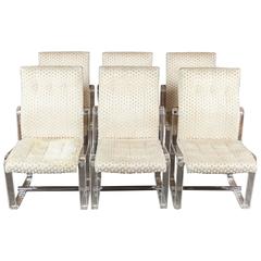 Stunning Vintage Hollywood Regency Lucite High Back Dining Chairs, Set of Six 4