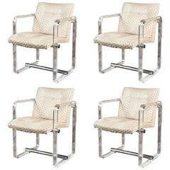 Stunning Vintage Hollywood Regency Lucite Dining Chairs with Arms, Set of Four 11
