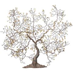 Mid-Century Hand-Wrought Metal and Brass Tree Sculpture