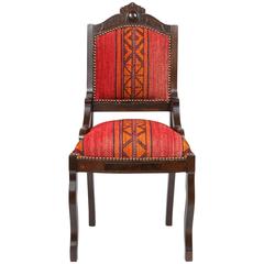 Antique Eastlake Chair in Eastern African Fabric