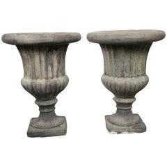 Vintage Pair of Fluted Urns