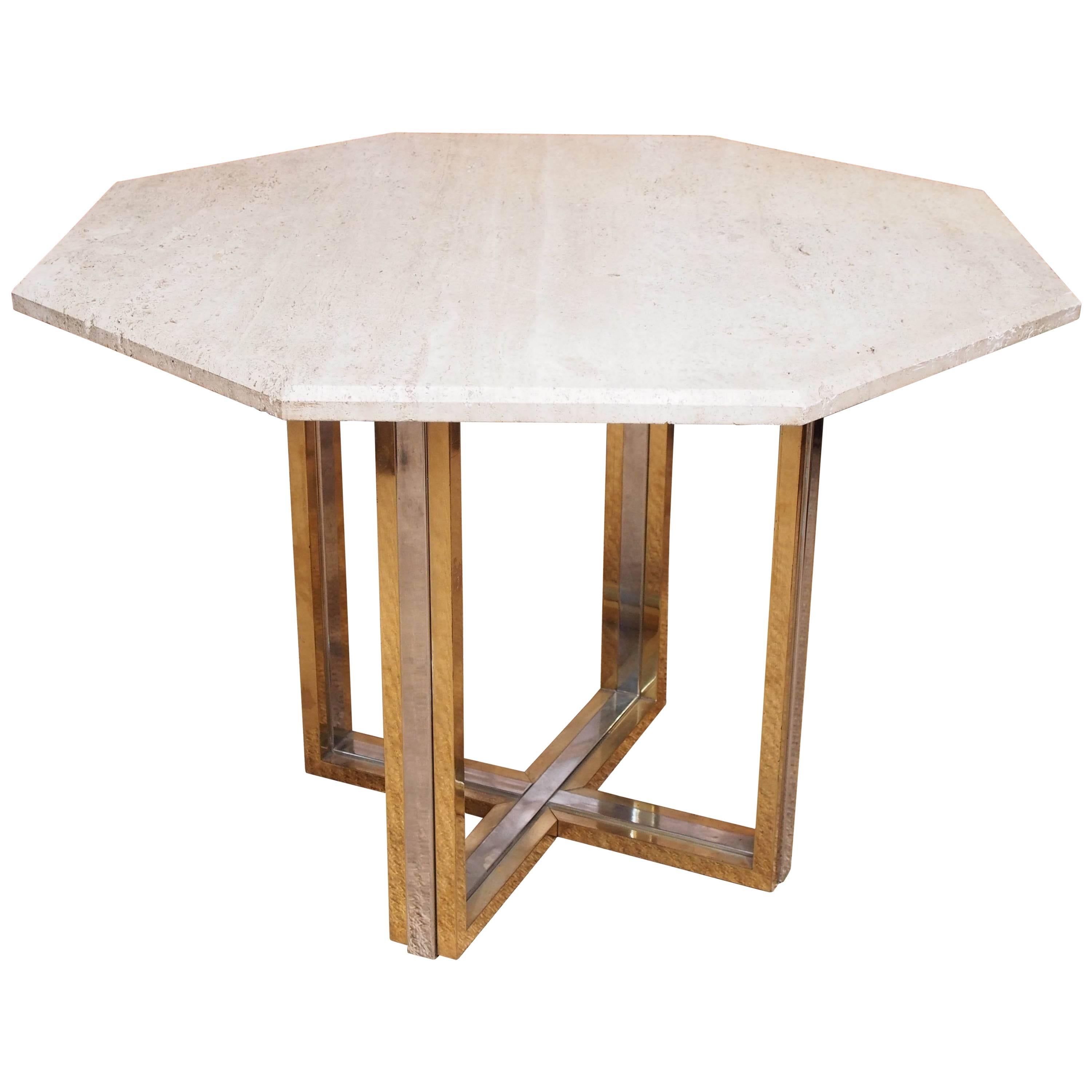 1970 Willy Rizzo Travertine Table