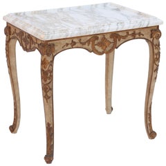 Painted and Parcel-Gilt Accent Table with Marble Top, circa 1920s