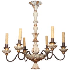 Painted and Parcel-Gilt Italian Six-Arm Chandelier