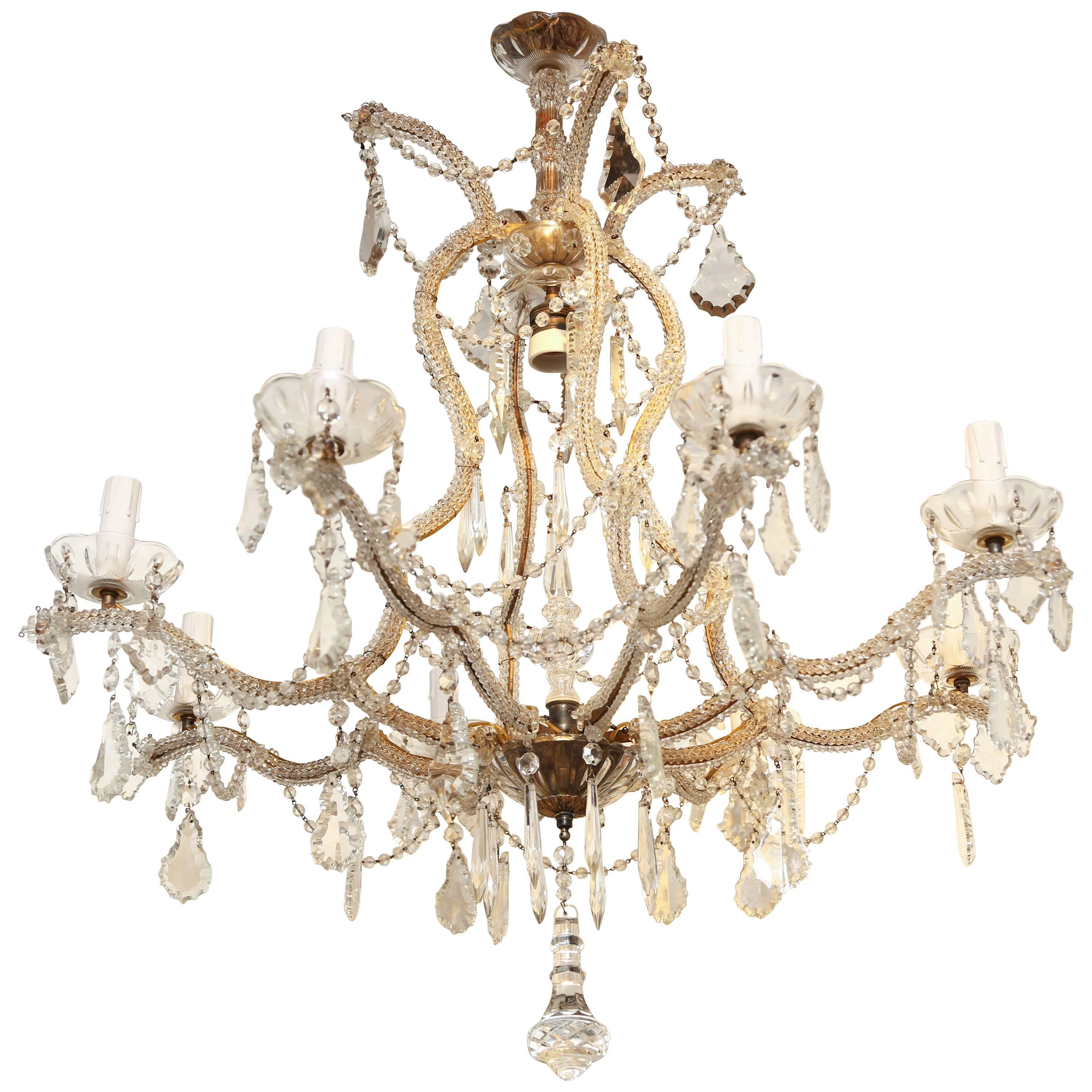 Bead Encrusted Italian Maria Theresa Beaded Eight-Light Chandelier