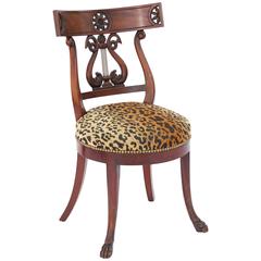 Single Carved Mahogany Empire Style Side Chair