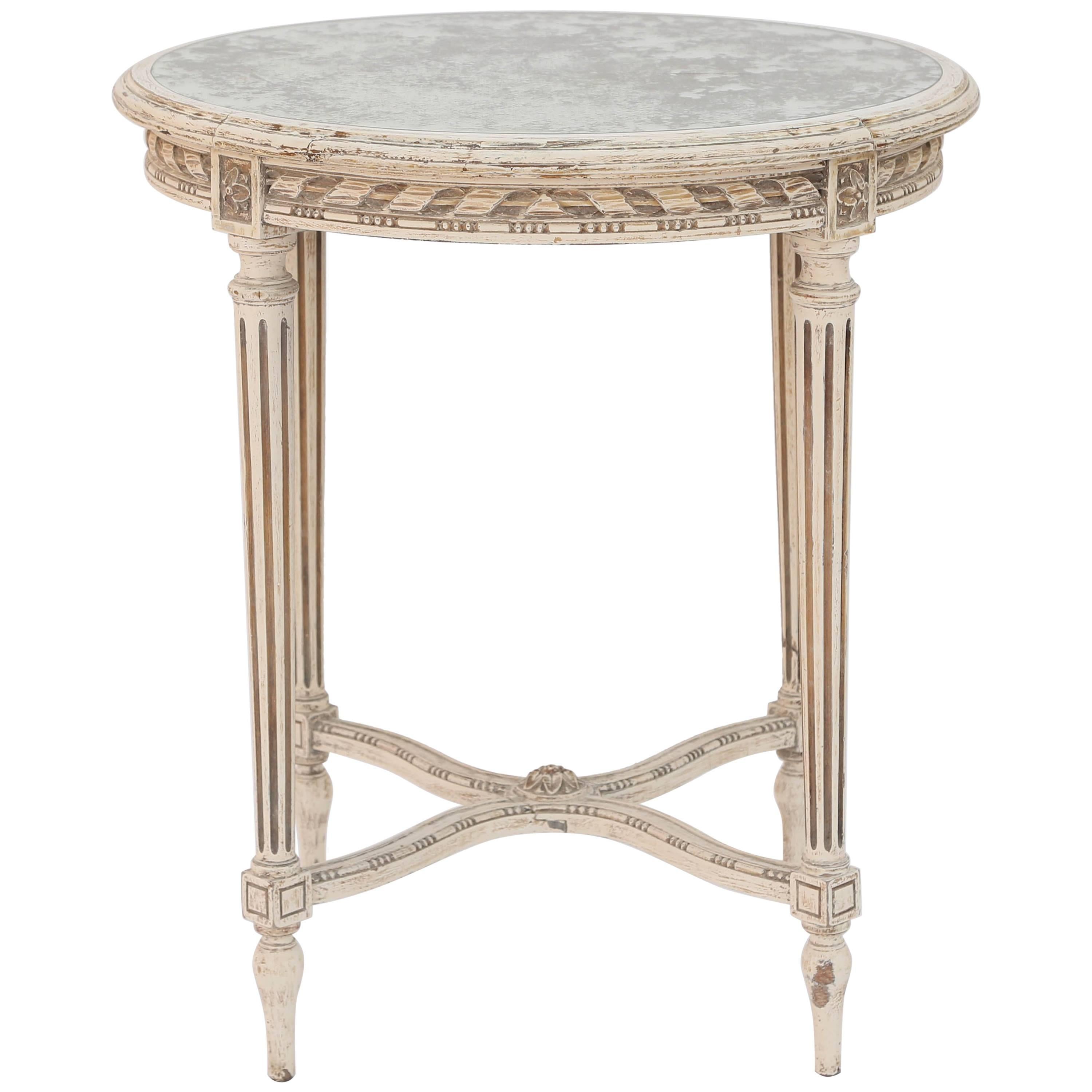 Louis XVI Style Painted Occasional Table with Mirrored Top