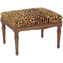 Louis XVI Giltwood Bench with Leopard Seat