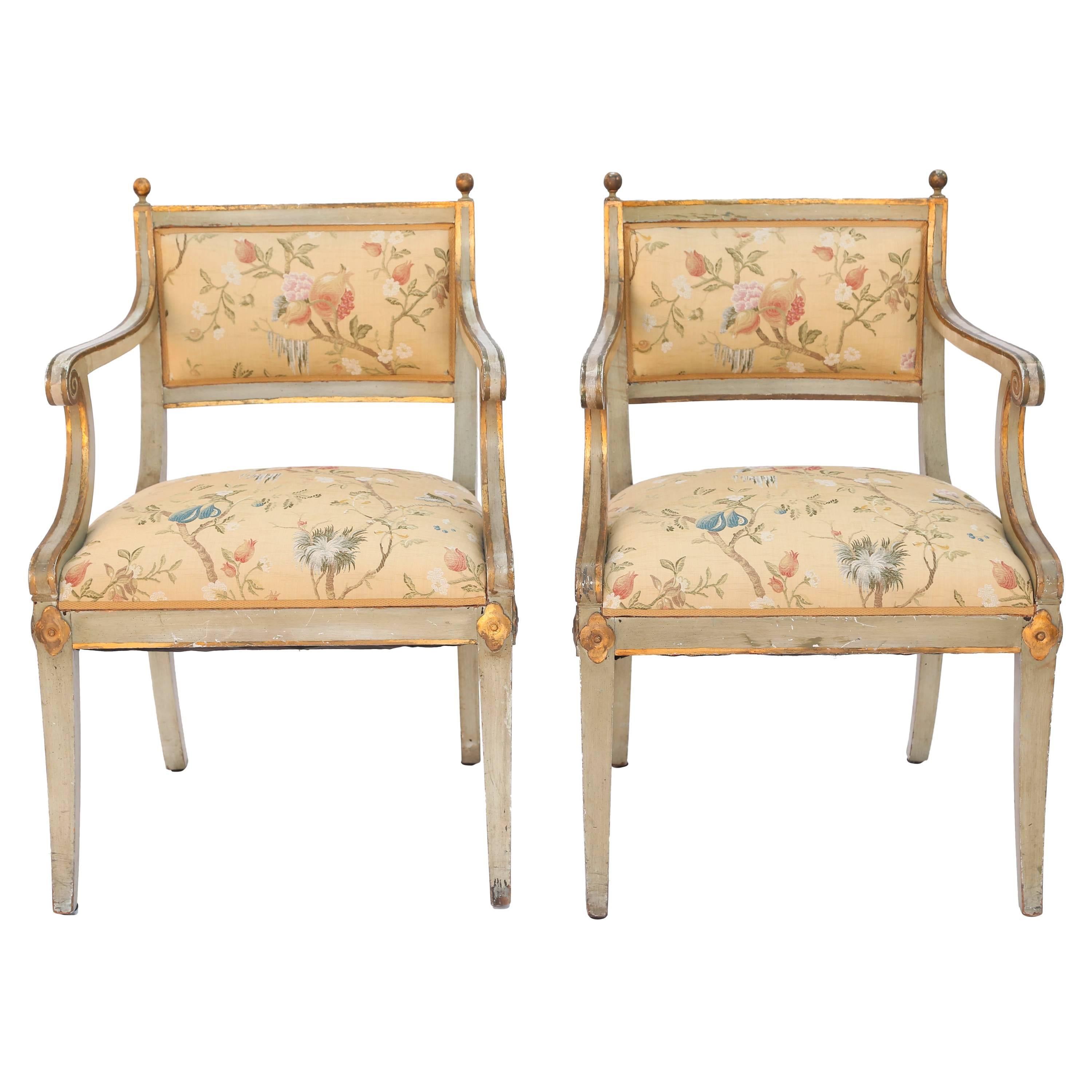 Pair of Scandinavian Painted Open Armchairs