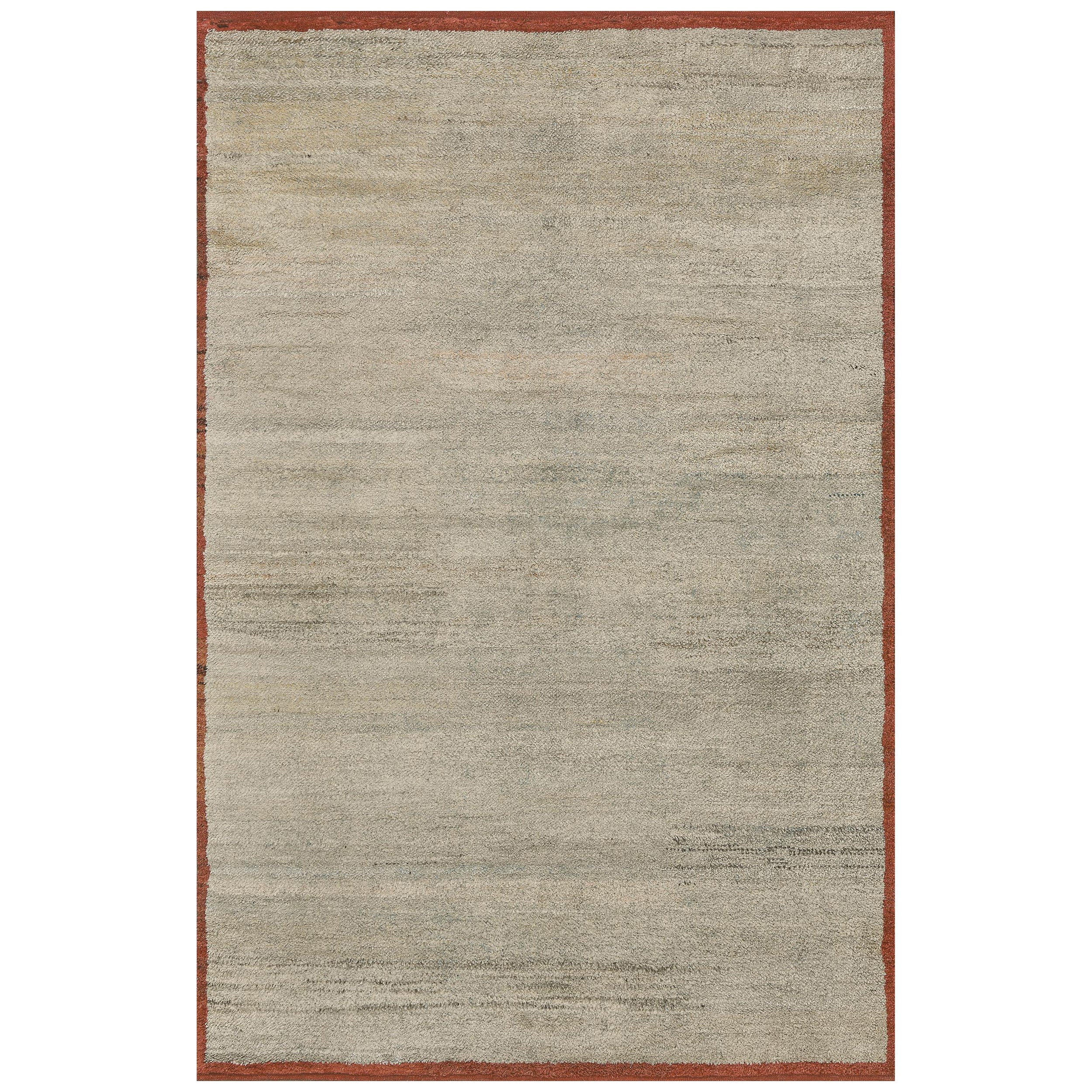 Tapis déco turc vintage des années 1970 en laine et ourlet avec bordure rouge en vente