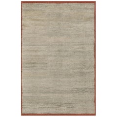 Vintage 1970s Hemp and Wool Turkish Deco Rug with Red Border