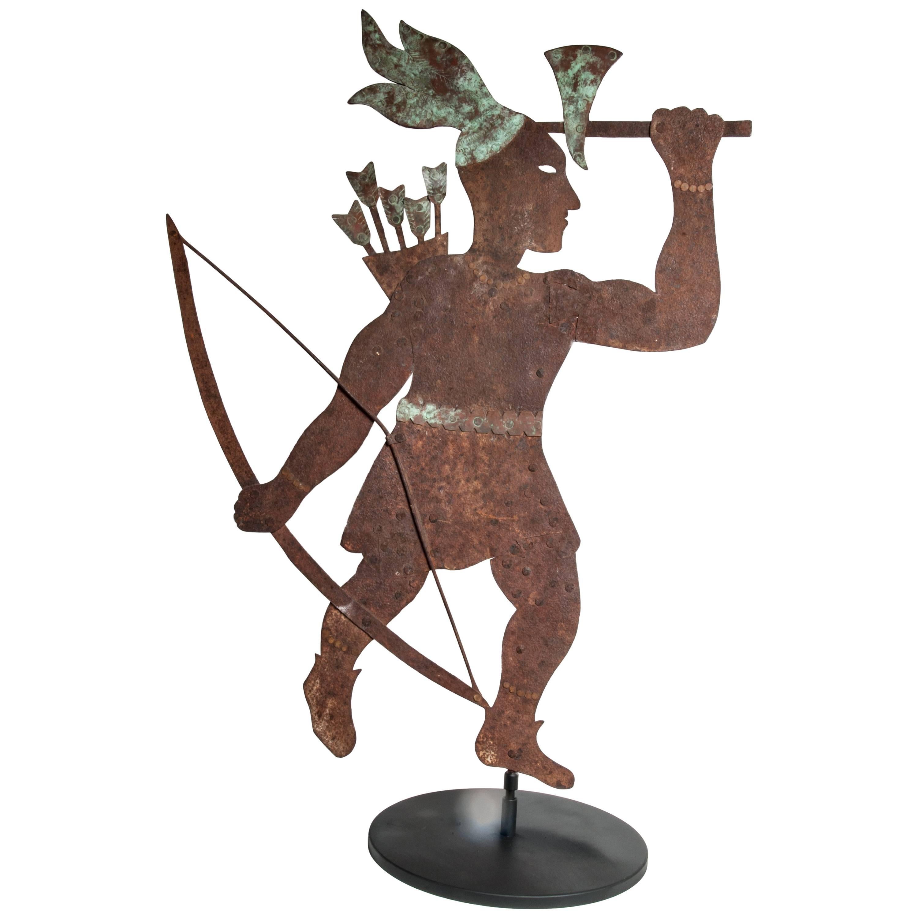 Sheet Metal and Copper Silhouette Indian Weathervane