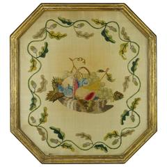 Regency Still Life Silk Work Needlework Embroidery Octagonal Gilt Frame, 1812 5