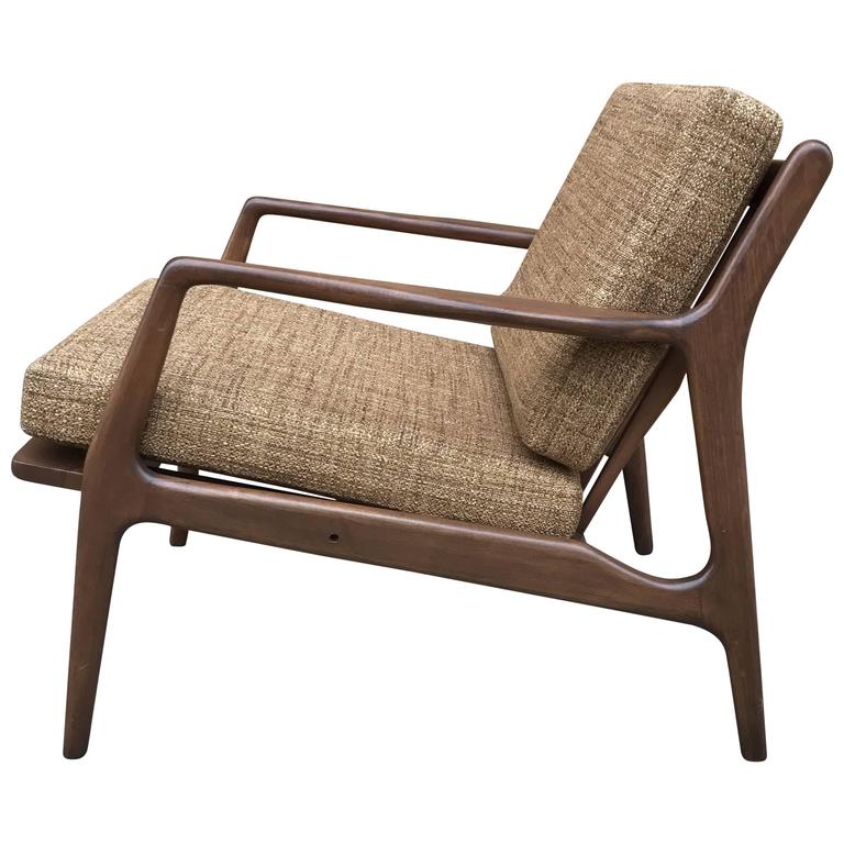 MidCentury Modern Walnut Lounge Chair by Ib KofodLarsen at 1stDibs