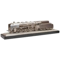 Silvered Bronze Train, Signed "Noack Foundry"