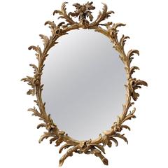 Good Quality English George II Rococo Gilt-Wood Oval Foliate-Carved Mirror 11