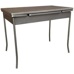 Industrial Brushed Steel Extension Dining Table