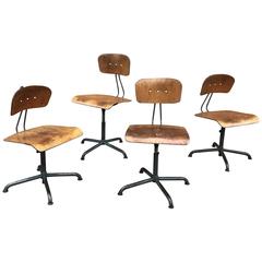 Set of Four Adjustable Shop Stools by Basler Eisenmöbelfabrik Sissach, BES 3