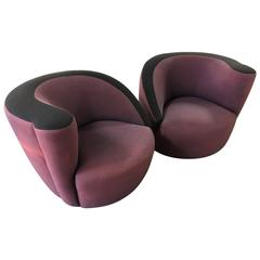 Pair of Vladimir Kagan Nautilus Swivel Lounge Chairs