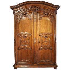 Early 1700s French Walnut Wood Chateau Armoire, "The Order of Saint Louis"