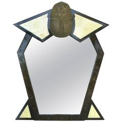 Mid-Century Modern Tessellated Horn, Bone and Bronze Mirror 10