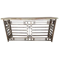 Monumental French Wrought Iron Console with Marble Top 10