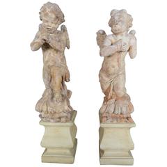 Pair of 18th Century Terra Cotta Cherubs by Claude Clodion 5