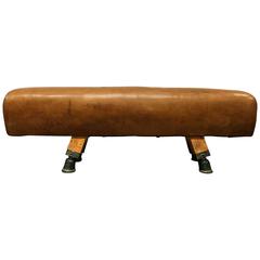 Retro Leather Pommel Horse Bench, 1930s