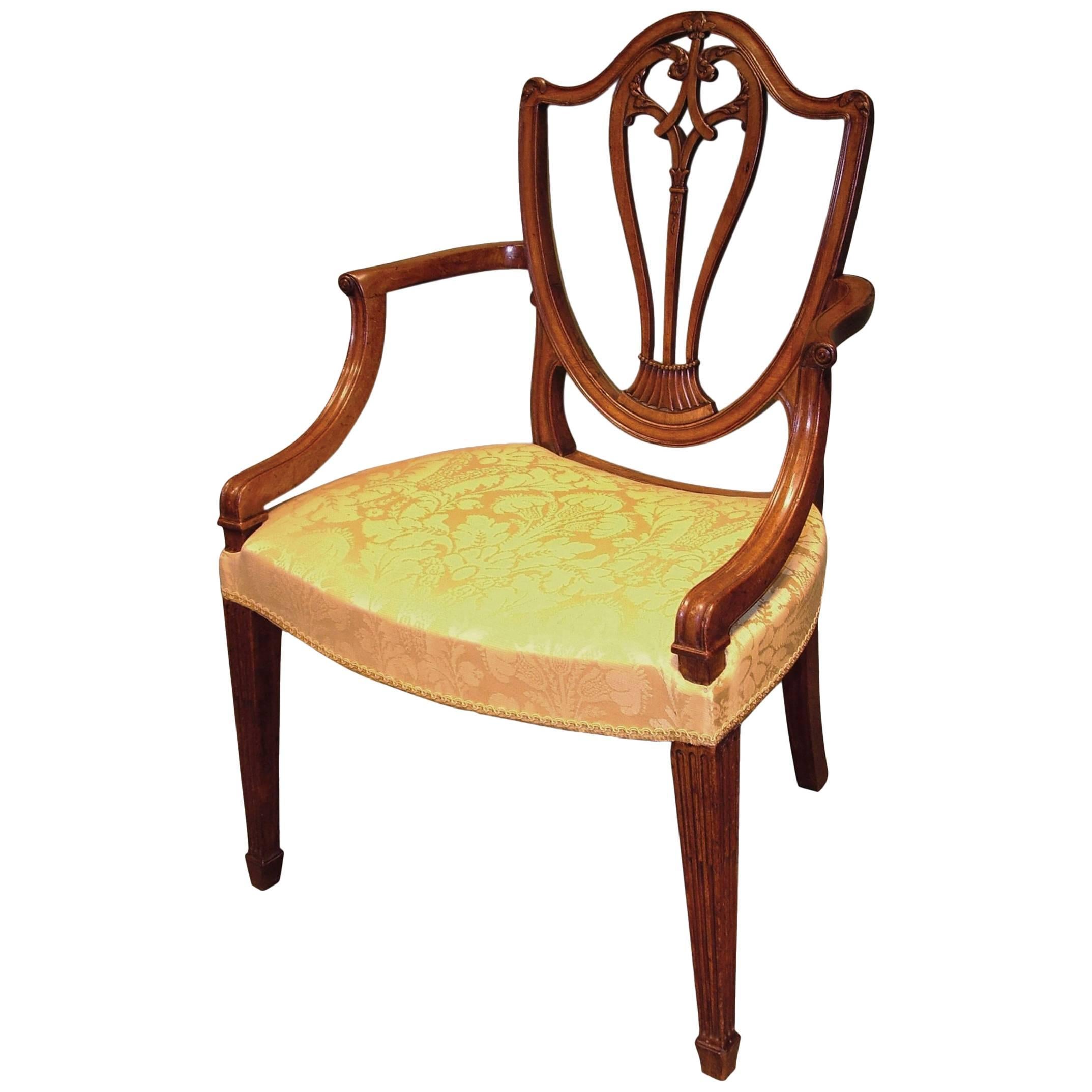 Hepplewhite Period Well-Carved Mahogany Armchair