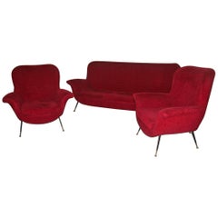 Mid-century Modern Living Room Sets Minotti Gigi Radice Italian Design 1950 Red