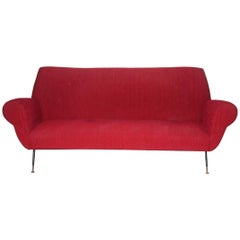 Retro Mid-Century Modern Curved Sofa Minotti Gigi Radice Italian Design Red Color