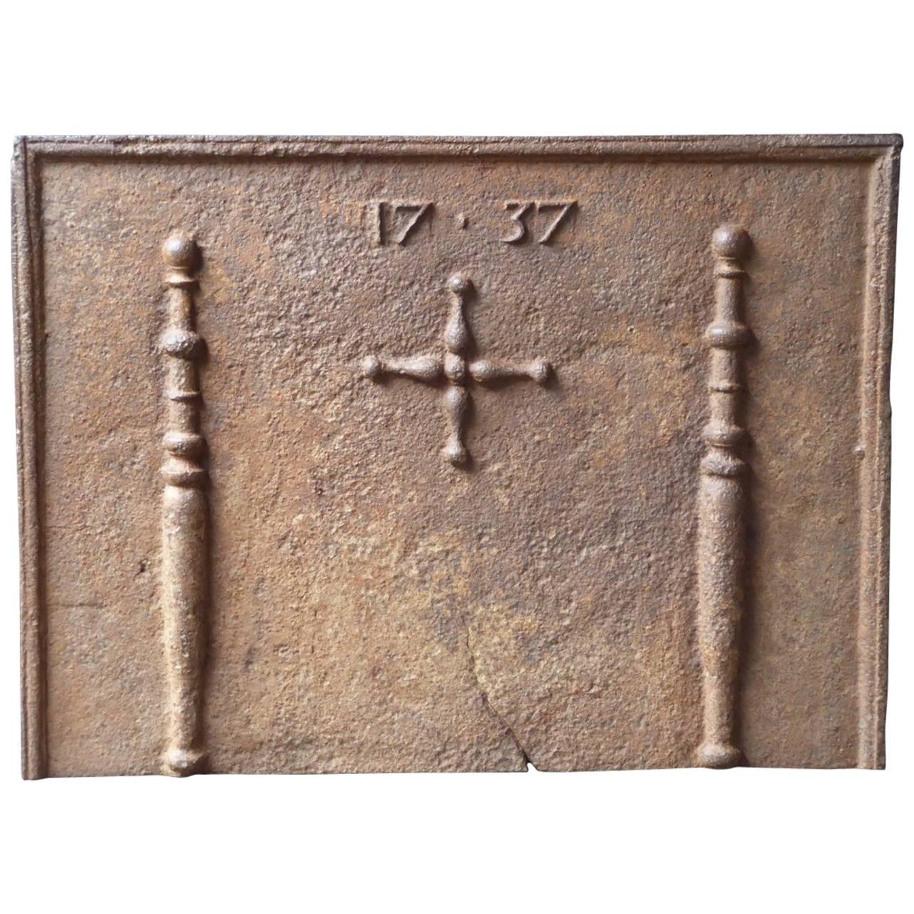 18th Century French 'Pillars of Hercules' Fireback / Backsplash For Sale