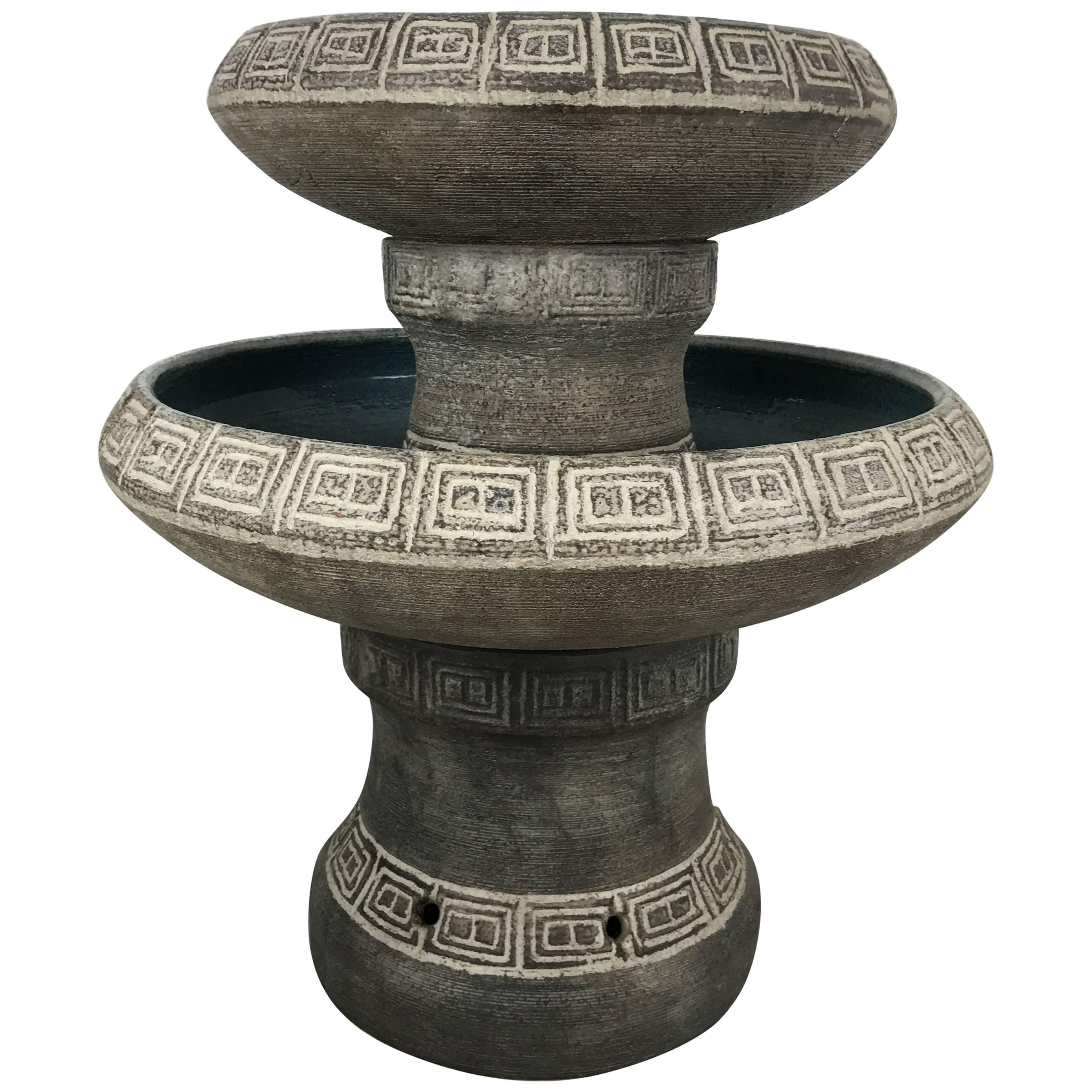 Monumental Four-Piece Studio Pottery Fountain, Manner of Raymor, Italy For Sale