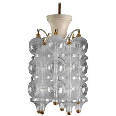 20th Century Lacquered Iron and Glass Chandelier in Venini Taste 12