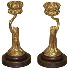 Unusual Pair of Mid-19th Century Bronze and Ormolu Candlesticks